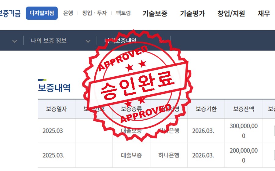 기술보증기금 승인완료 사례